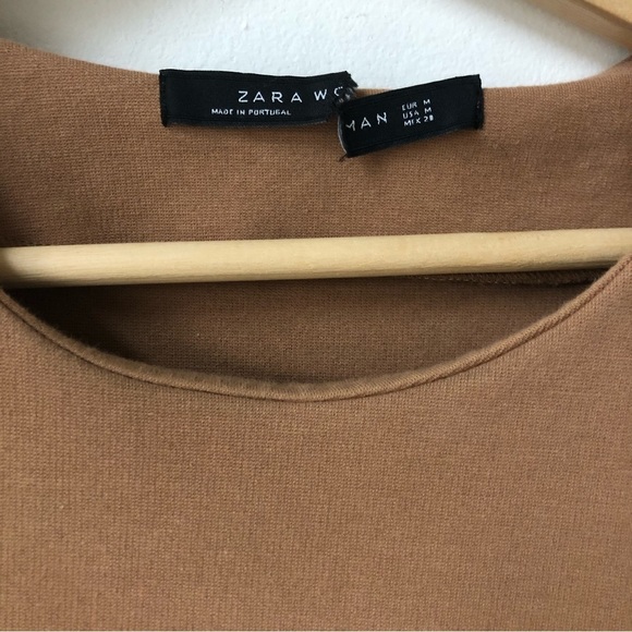 ZARA Woman Tan Mini Dress Babydoll Short Sleeve Sunrise Light Academia Size M - Picture 5 of 13